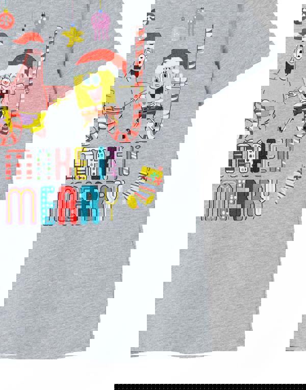 SpongeBob SquarePants Unisex Kids Grey Make it Merry Short Sleeved T-Shirt