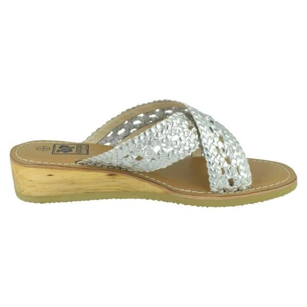 Leather Collection Ladies Leather Collection Low Wedge Platform Sandals F00423