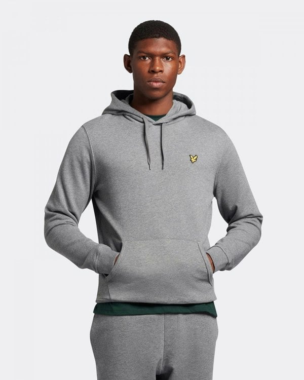 Lyle & Scott Mens Pullover Hoodie - T28 Mid Grey Marl