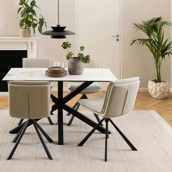 Furniture To Go Heaven Dining Table with Ceramic White Top 135cm