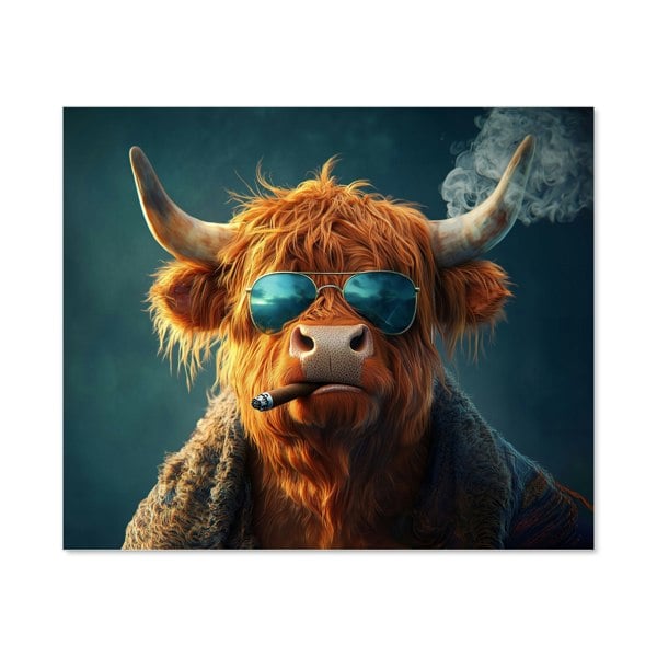 Warren Reed - Designer Highland Cow With Glasses Kitchen Splashback