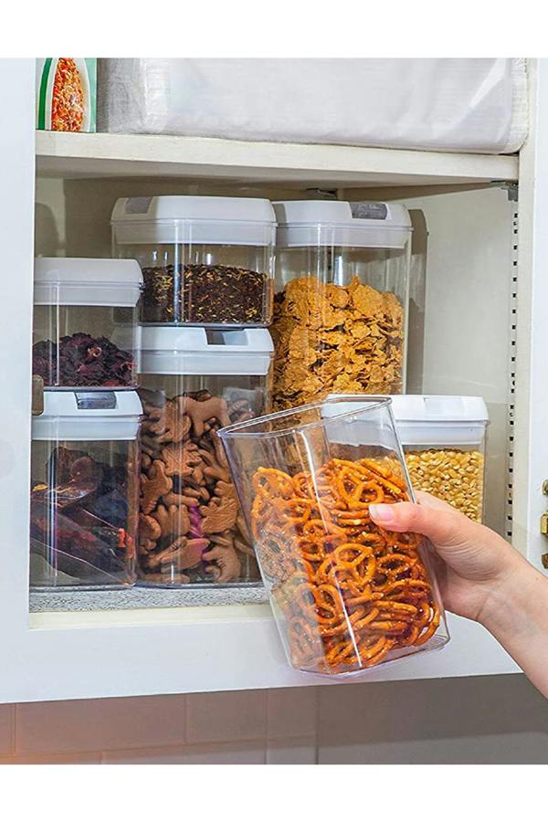 Living and Home 7Pcs Airtight Food Dry Grain Cereal  Storage Containers 6.9L with Clasp Lids （0.5*2+0.8*2+1.2*2+1.9L）