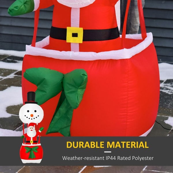 HOMCOM 8ft Christmas Inflatable Santa Claus on Snowman Hot Air Balloon w/ Light