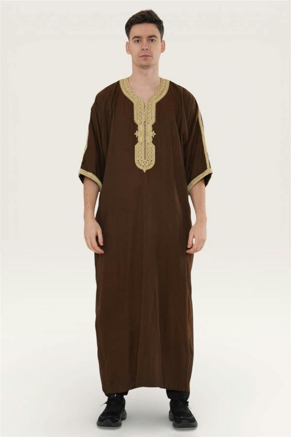 Infinity Leather Men's Ramadan Moroccan Thobe Robe Djellaba Gandoura Eid Jubba- HM67