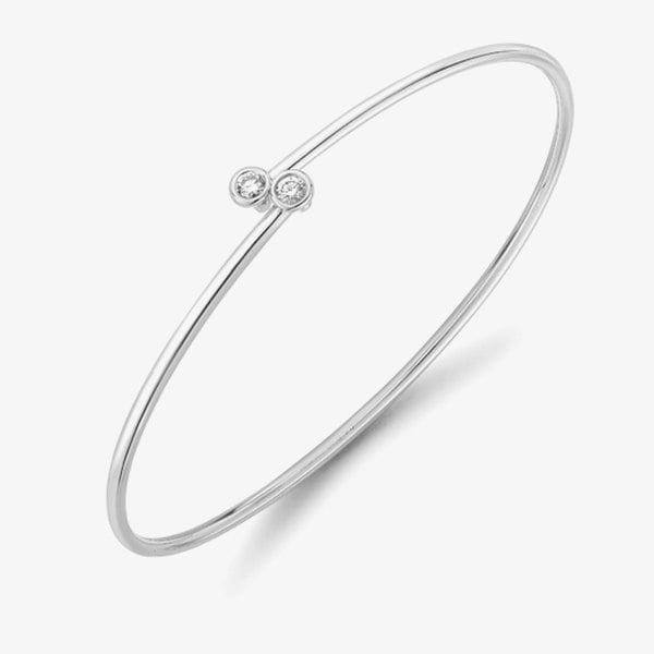 T. H. Baker 18ct White Gold Rubover Double Diamond Crossover Bangle BG052