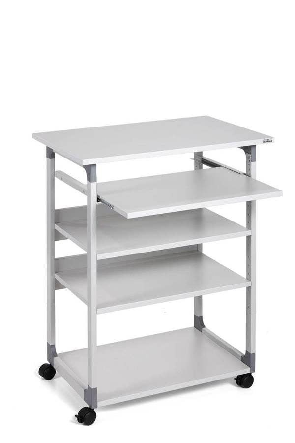 Durable Adjustable Mobile PC Computer Desk Workstation Trolley on Wheels | Grey