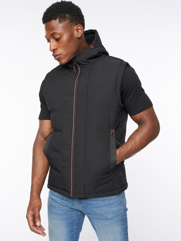 Crosshatch Mens Kampnew Embossed Gilet Black