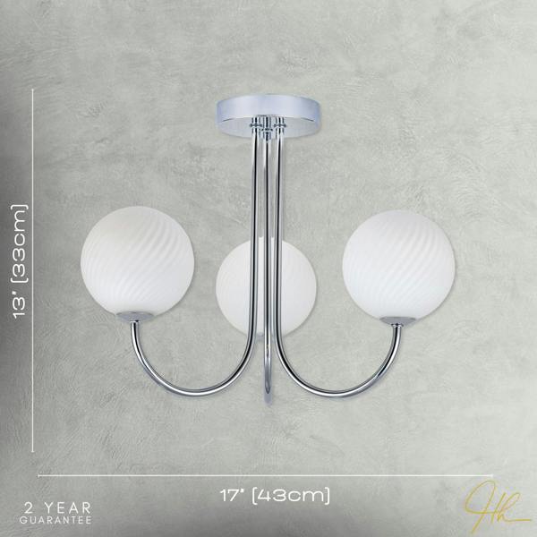 Modern Polished Chrome Plated Ceiling Light Fitting with Swirl Glass Image 7