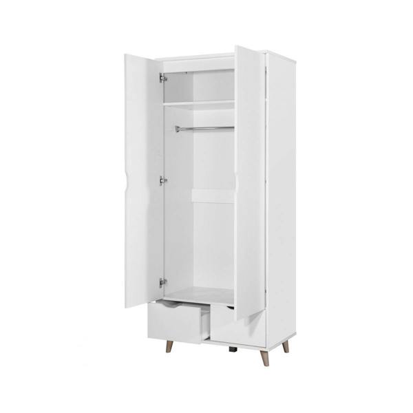Timber Art Design Pulford 2 Door Double Wardrobe In White  Bedroom Furniture Storage Cupboard