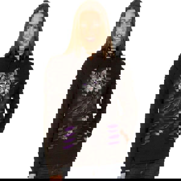 BRIGHT EYES - Large Hood Ripped Hoody Purple-Black - Spiral USA