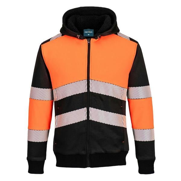 PW3 Hi-Vis Zipped Class 1 Winter Hoodie Portwest
