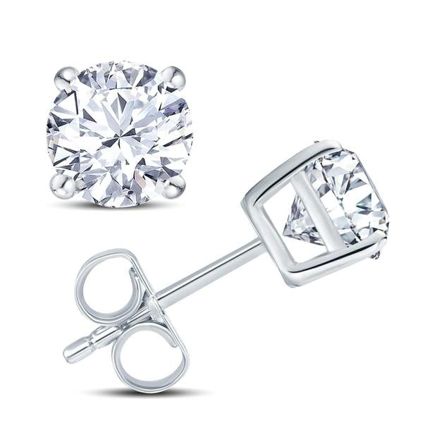 Sarah Layton Round 4 Claw Diamond Stud Earrings, 0.40ct - 18ct White Gold - EB040S7W18