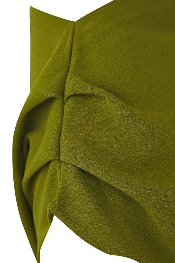 WOVCOR Draped Detail Asymmetrical Collar Knitted Blouse