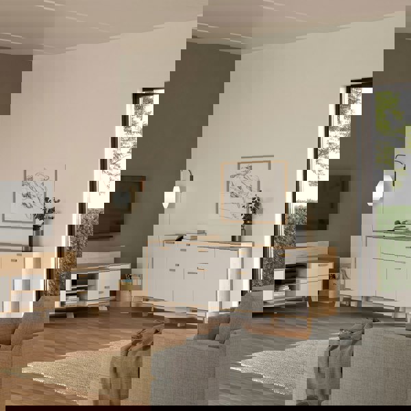 Furniture To Go Ikast Sideboard 4 Doors + 1 Drawer in Jackson Hickory and White