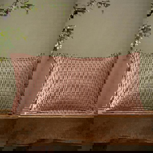 Pineapple Elephant Jaipur Chunky Waffle Cotton Cushion Pink