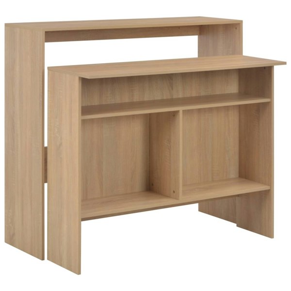 Berkfield Bar Table with 2 Table Tops Oak 130x40x120 cm