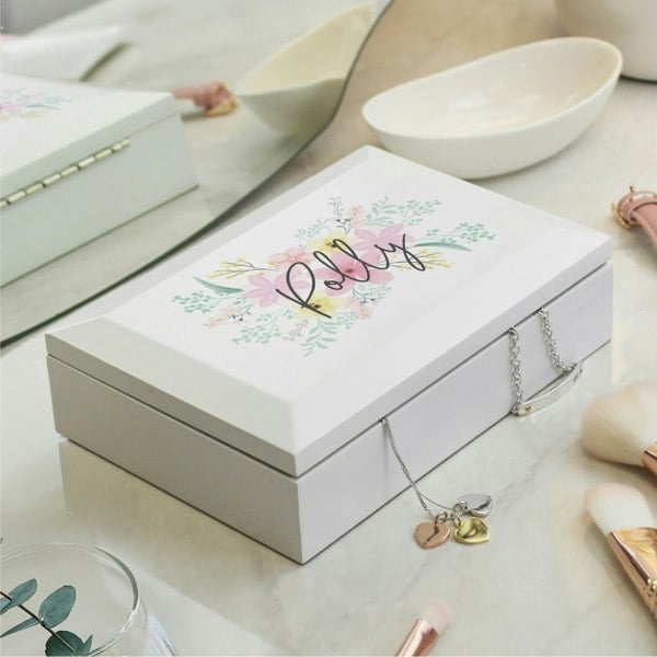 Personalised Memento Company Personalised Floral Wooden Jewellery Box