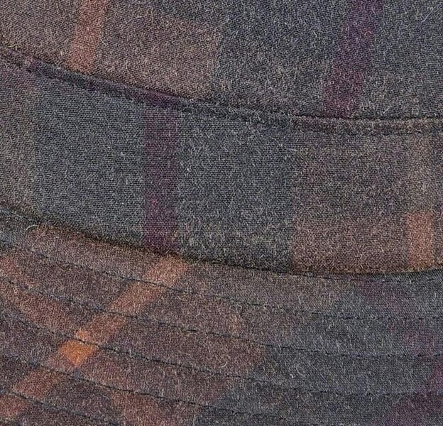 Heather Hats & Accessories Water Resistant Waxed Cotton Bucket Hat, Checked Cotton Lining, Outdoor Wear, Hunter Brown