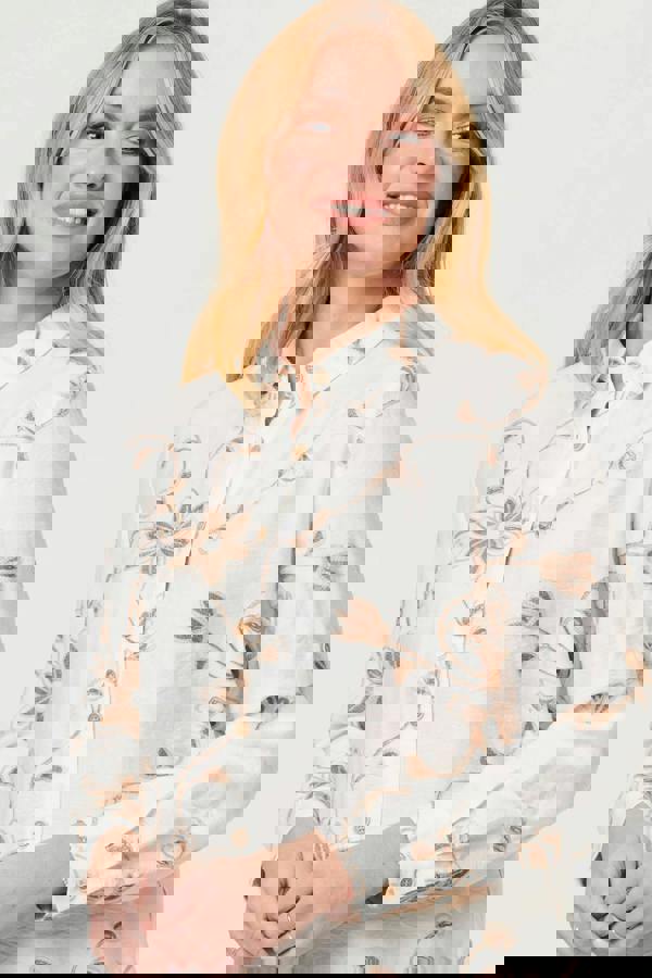 White | Floral Textured Long Sleeve Shirt