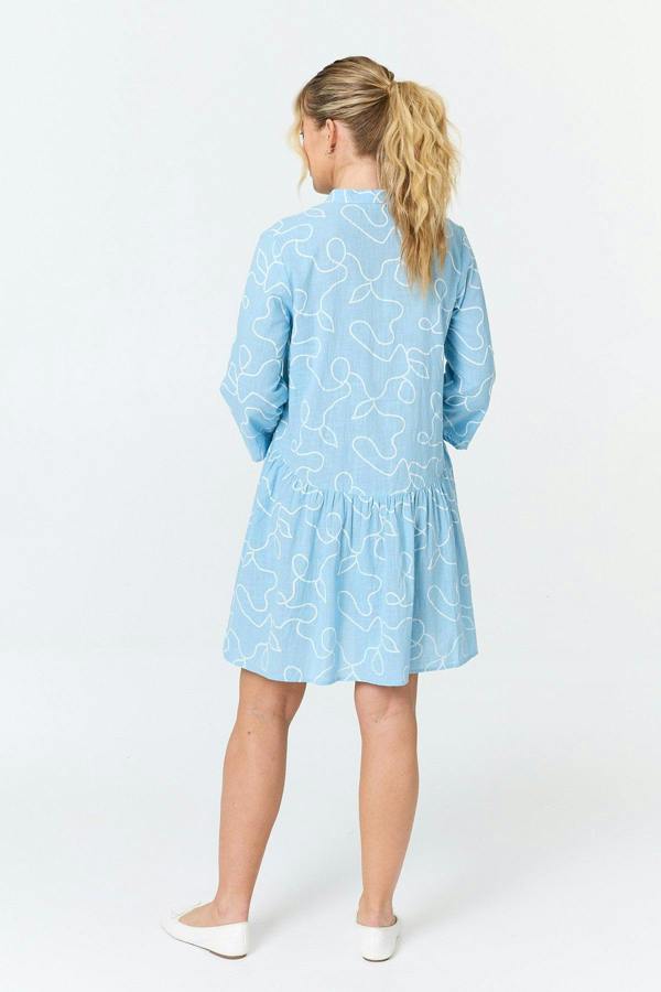 Blue | Abstract Relaxed Short Shirt Dress