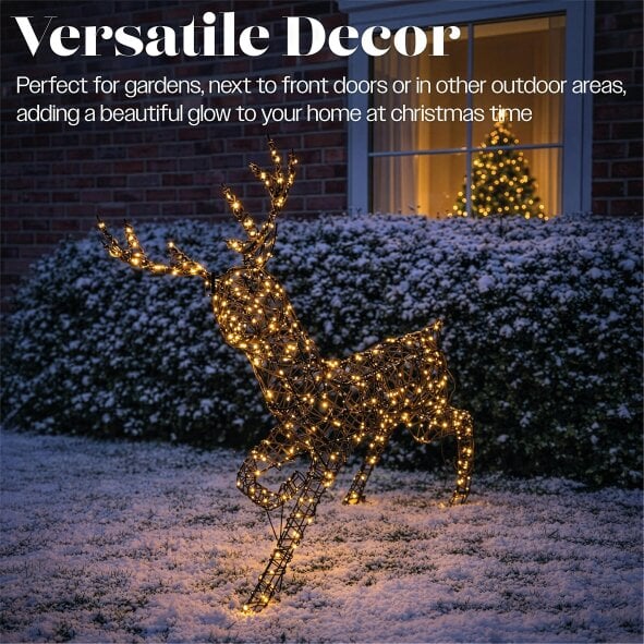 Scotts of Stow Xmas Haus  LED Metal Rattan Deer Outdoor Decoration with Timer