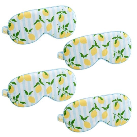 Satin Sleep Mask Multipack Sets - Various Designs - Lemon Stripe