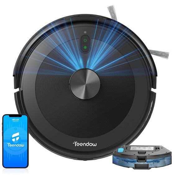 Teendow Robot vacuum cleaner with automatic suction station: 3000Pa suction power, pet friendly (D10S)