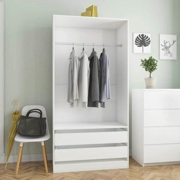 Berkfield Wardrobe White 100x50x200 cm Engineered Wood