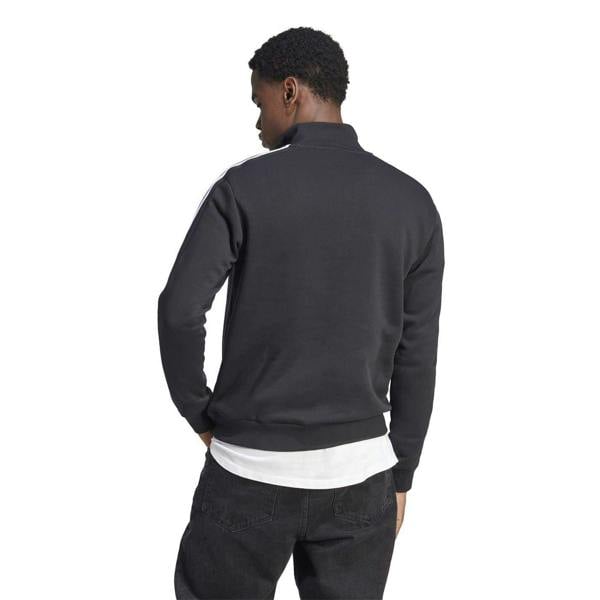 Adidas Mens 3 Stripes Quarter Zip Long-Sleeved Sweatshirt - Black/White - 