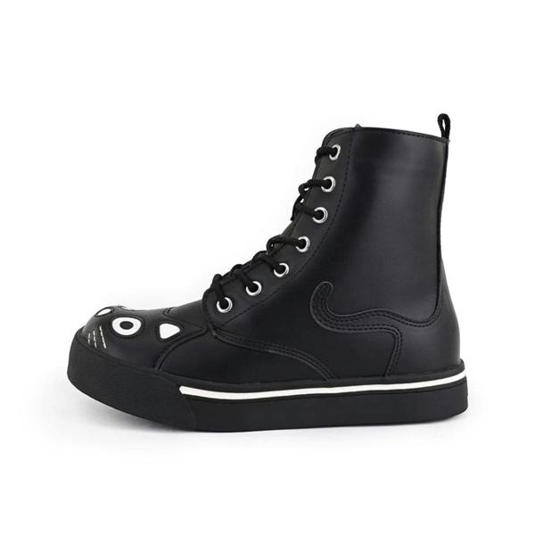 TUK Footwear TUK Women's Kitty Black Vegan Leather Combat Sneaker Boots - A6570L