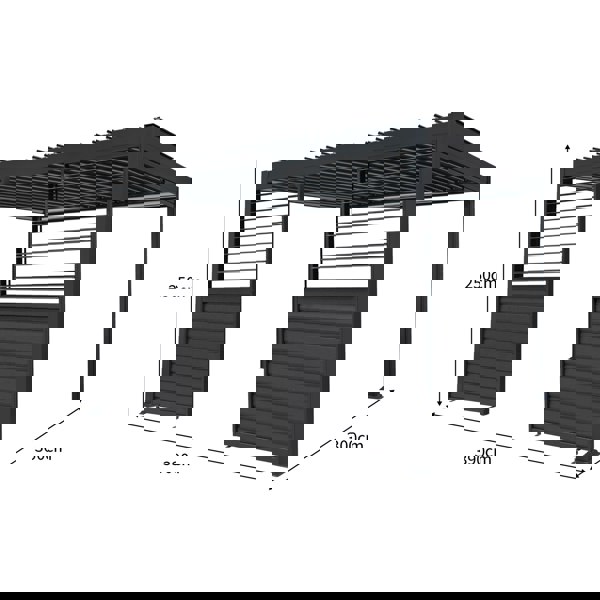 Monstershop Anthracite Aluminium Pergola With White Blinds, 2 x Side Panels & LED Lights - 3m x 4m