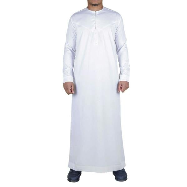 Infinity Leather Men's Thobe Robe Satin Emirati Islamic Jubba Eid Regular Fit