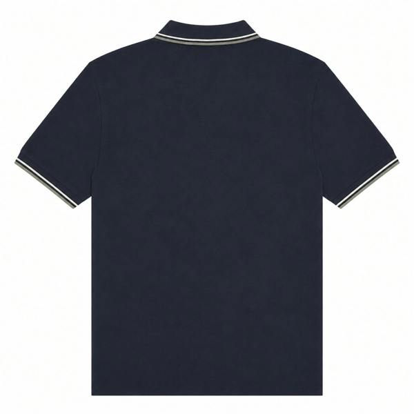 Fred Perry Twin Tipped Polo Shirt in Dark Airforce with Ecru/Seagrass tipping on collar and cuffs.