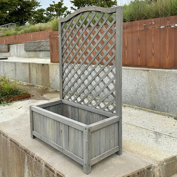 Gr8 Garden Grey Wooden Planter Lattice For Vines Garden Climbing Flower Plant Pot Trellis