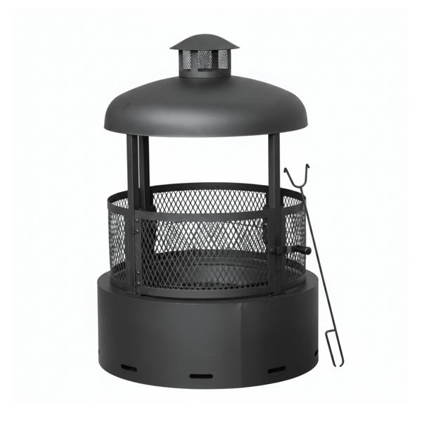 Samuel Alexander 80cm Black Steel Firedancer Chiminea Fire Pit with Fire Poker