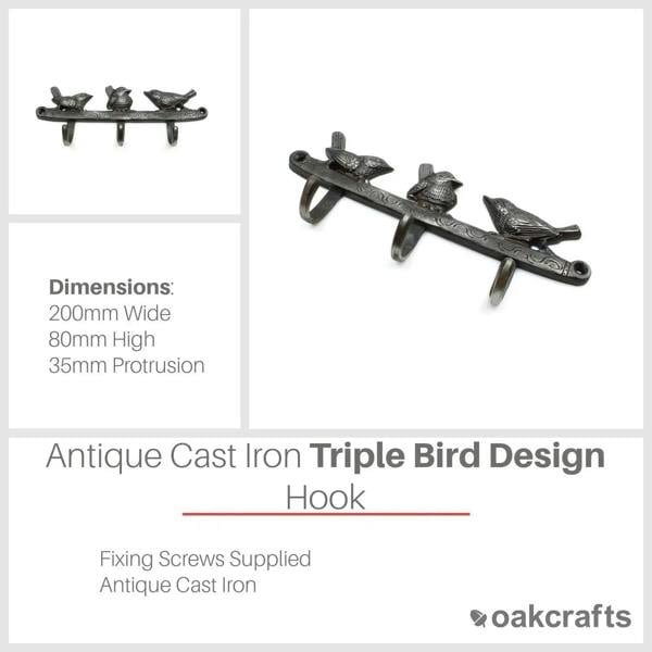 Antique Cast Iron Triple Bird Hooks