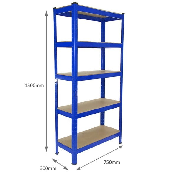 Monster Racking T-Rax Heavy Duty Shelving Units - Blue 75cm W, 30cm D, Set of 2