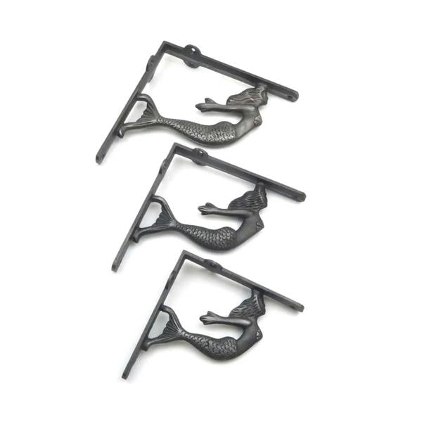 Pair of Antique Cast Iron Mermaid Design Shelf Brackets