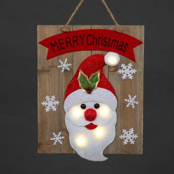 30cm Santa Wooden Frame Wall Decoration with 6 Warm White LED Bulbs image 8