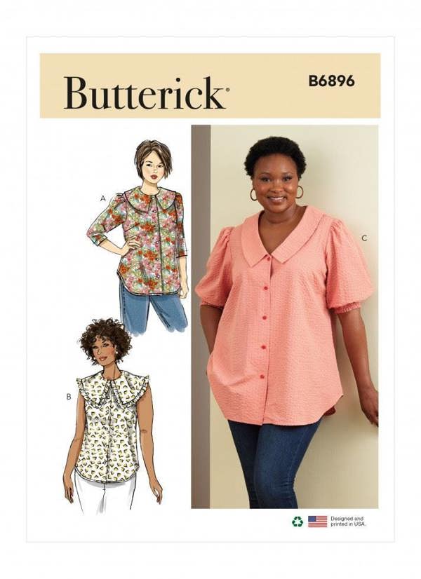 Butterick Sewing Pattern 6896, Tops for Women, W2 (20W-22W-24W-26W-28W) - Easy