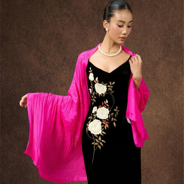 Hot Pink Silk Scarf – Hand-Dyed Mulberry Silk, Party Wrap & Gift for Her