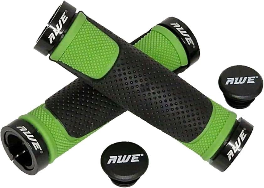 Awe AWEGrip™ Alloy BMX MTB Bike/Bicycle Handlebar Black/Green Locking Grips