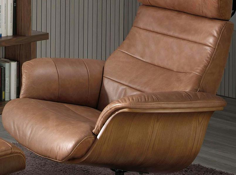 Angel Cerdá Reclining swivel armchair in brown leather 5083