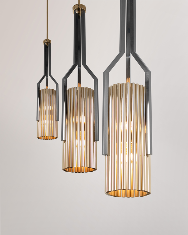 Castro Lighting Black Nickel Mate & Gold Luxury Pendant Lamp