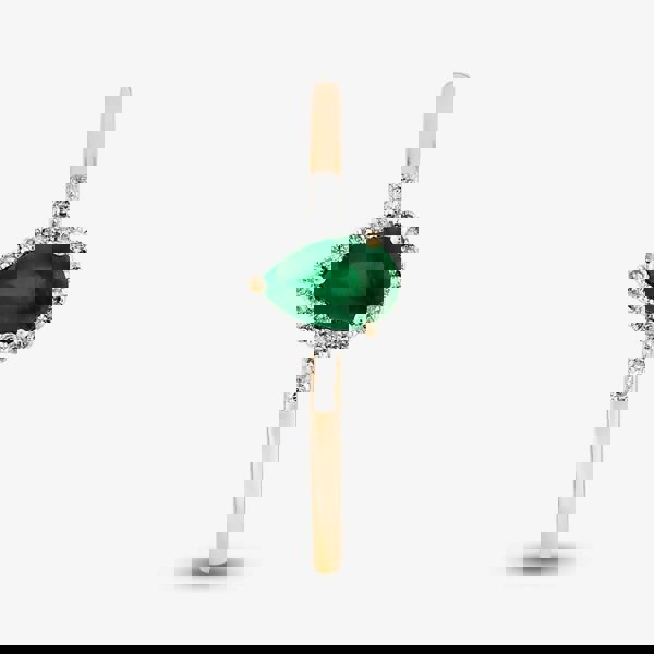 T. H. Baker 9ct Yellow Gold Pear-cut Emerald and Diamond Cluster Ring VR0S604-9KY EM