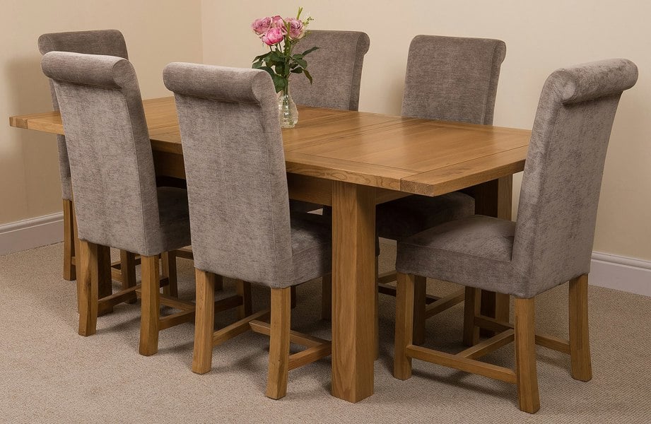 That's Furniture Seattle Oak Extending Dining Table with Washington Fabric Chairs