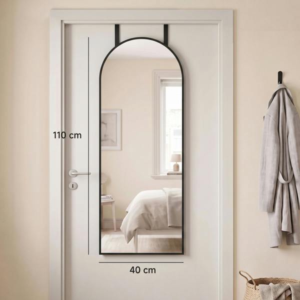HOMCOM 40 x 110 cm Full Length Hanging Mirror, Arched Mirror, Black