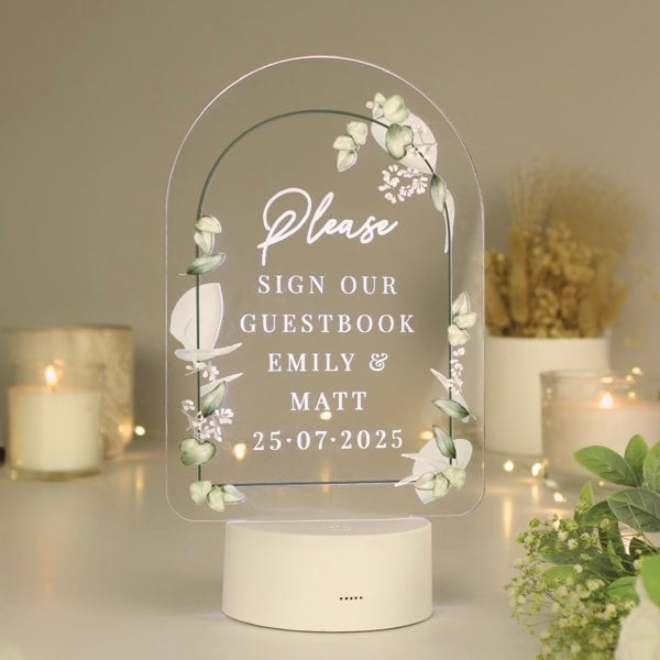 Personalised Memento Company Personalised Botanical LED Colour Changing Wedding Sign
