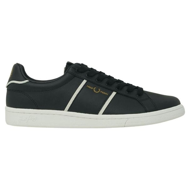 Fred Perry Debossed Branding Leather Men's Trainers - Black