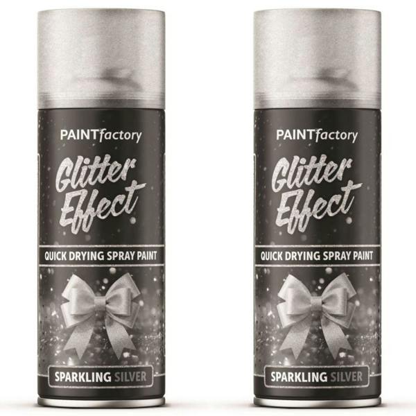 Paint Factory 2X -  Silver Glitter Effect Spray Paint 400ml